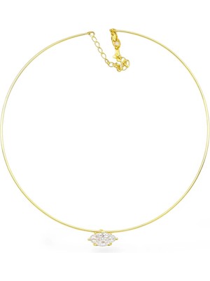 Masaliko Markiz Choker Gümüş Kolye – 925 Ayar, Markiz Kesim Zirkon Taşlı, Modern Choker Tasarım (MS3845)