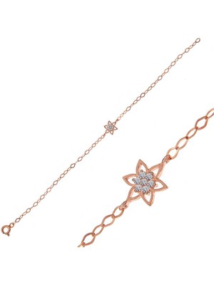 Aya Diamond Gümüş Rose Çiçek Kadın Bileklik