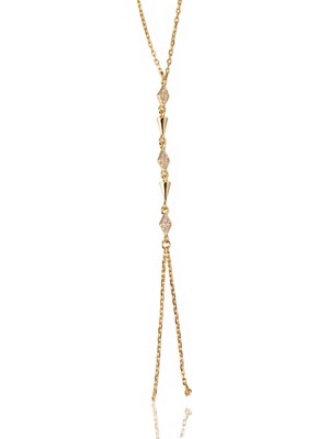 Masaliko Y Kolye Chi Gümüş Kolye – 925 Ayar, Zirkon Taşlı, Altın Kaplama, Y Form Tasarım (MS3854)