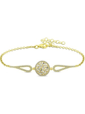Aya Diamond Gümüş Gold Baget Taşlı Bileklik