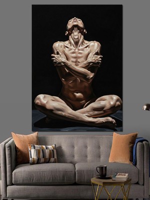 Artmeg Zayıf Kadın Oturuyor Sanat Dekoratif Kanvas - Mdf Ahşap Tablo