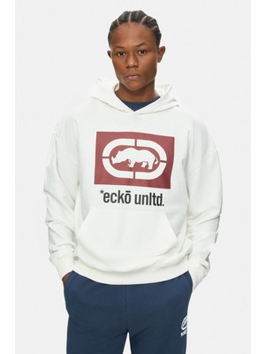 Ecko Unltd. Rıco Beyaz Kapüşonlu Baskılı Oversize Erkek Sweatshirt