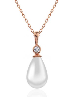 Aya Diamond Gümüş Rose Damla Rose Inci Kadın Kolye