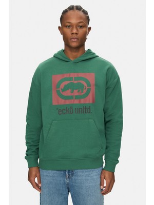 Ecko Unltd. Rıco Yeşil Kapüşonlu Baskılı Oversize Erkek Sweatshirt