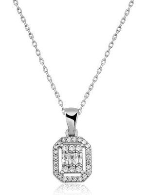 Aya Diamond Gümüş Baget Taşlı Bayan Kolye