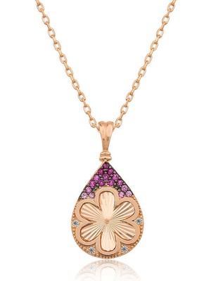 Aya Diamond Gümüş Rose Damla Çiçek Bayan Kolye