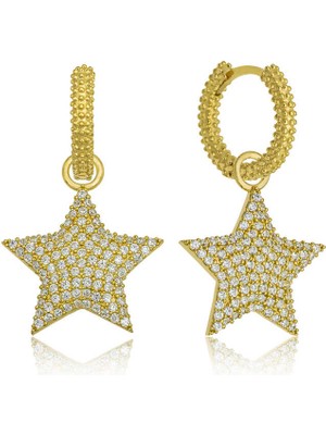 Aya Diamond Gümüş Halka Yıldız Bayan Küpe