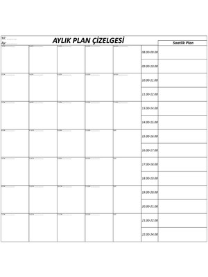 Sad Şad® Aylık Planlayıcı Manyetik Duvar Stickerı Takvim Plan Çizelgesi