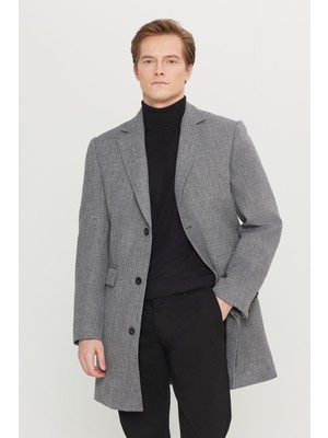 Altınyıldız Classics Standart Fit Normal Kesim Mono Yaka Armürlü Kapak Cepli Palto