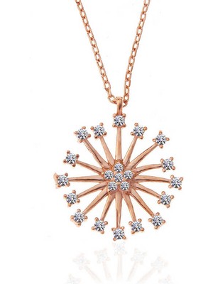 Aya Diamond ​gümüş Rose Çiçek Kadın Kolye