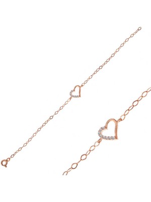 Aya Diamond Gümüş Rose Kalp Kadın Bileklik