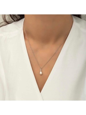 Aya Diamond Gümüş Damla Inci Bayan Kolye