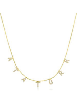 Aya Diamond Gümüş Gold Atatürk Yazılı Bayan Kolye