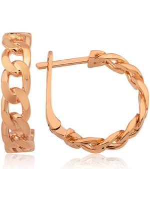 Aya Diamond Gümüş Zincir Desenli Halka Küpe