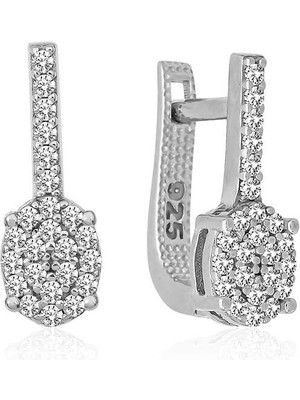 Aya Diamond Gümüş Oval Taşlı Küpe