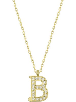 Aya Diamond Gümüş Gold B Harfi Kadın Kolye