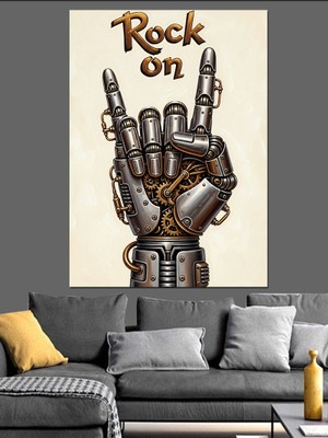 Artmeg Rock On Metal El Hareketi Dekoratif Kanvas - Mdf Ahşap Tablo