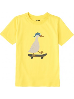 Colermi Pamuk Kumaş Çocuk Tişörtü – Kaykaycı Ördek Baskılı