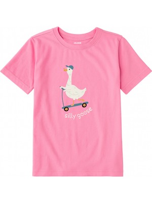 Colermi Pamuk Kumaş Çocuk Tişörtü – Scooter Süren Ördek Baskılı T-Shirt