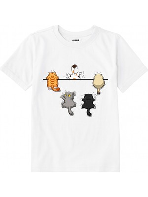 Colermi Pamuk Kumaş Çocuk Tişörtü – Komik Kedi Baskılı Çocuk T-Shirt