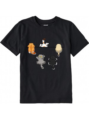 Colermi Pamuk Kumaş Çocuk Tişörtü – Komik Kedi Baskılı Çocuk T-Shirt