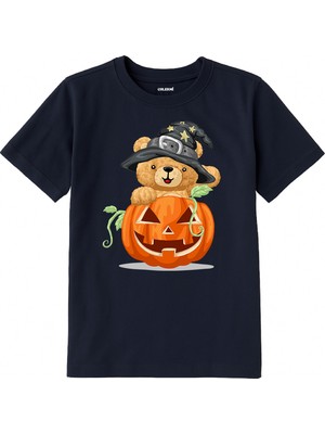 Colermi Pamuk Kumaş Çocuk Tişörtü – Halloween Bear Ayıcık Baskılı Çocuk T-Shirt