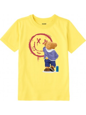 Colermi Pamuk Kumaş Çocuk Tişörtü – Graffiti Bear Ayıcık Baskılı Çocuk T-Shirt