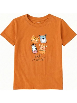 Colermi Pamuk Kumaş Çocuk Tişörtü – Best Friends Hayvan Baskılı Çocuk T-Shirt