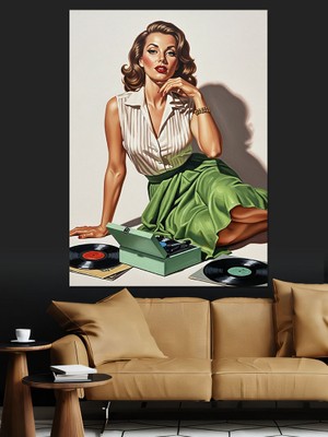 Tablomega Vintage Kadın Gömlek Düğüm Dekoratif Kanvas - Mdf Ahşap Tablo