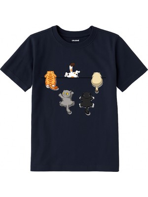 Colermi Pamuk Kumaş Çocuk Tişörtü – Komik Kedi Baskılı Çocuk T-Shirt
