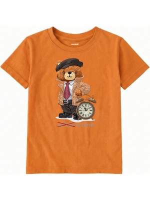 Colermi Pamuk Kumaş Çocuk Tişörtü – Time Bear Ayıcık Baskılı Çocuk T-Shirt
