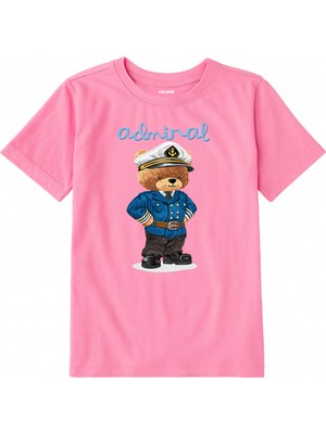 Colermi Pamuk Kumaş Çocuk Tişörtü – Admiral Bear Ayıcık Baskılı Çocuk T-Shirt