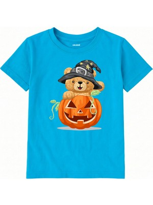 Colermi Pamuk Kumaş Çocuk Tişörtü – Halloween Bear Ayıcık Baskılı Çocuk T-Shirt