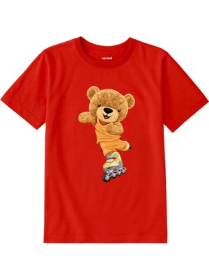 Colermi Pamuk Kumaş Çocuk Tişörtü – Skate Bear Ayıcık Baskılı Çocuk T-Shirt