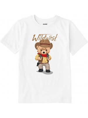 Colermi Pamuk Kumaş Çocuk Tişörtü – Wildwest Bear Ayıcık Baskılı Çocuk T-Shirt