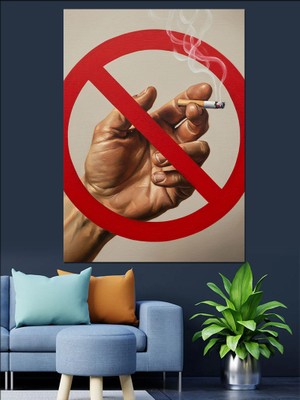 Tablomega Sigara Içilmez Uyarı Görseli Dekoratif Kanvas - Mdf Ahşap Tablo