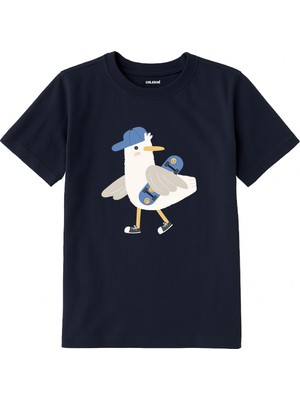Colermi Pamuk Kumaş Çocuk Tişörtü – Skateboard Martı Baskılı Çocuk T-Shirt