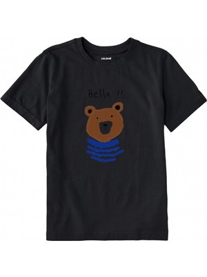 Colermi Pamuk Kumaş Çocuk Tişörtü – Hello Bear Ayıcık Baskılı Çocuk T-Shirt