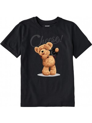 Colermi Pamuk Kumaş Çocuk Tişörtü – Cheese Bear Ayıcık Baskılı Çocuk T-Shirt