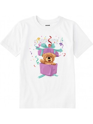 Colermi Pamuk Kumaş Çocuk Tişörtü – Surprise Bear Ayıcık Baskılı Çocuk T-Shirt