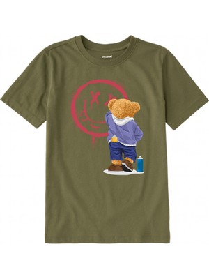 Colermi Pamuk Kumaş Çocuk Tişörtü – Graffiti Bear Ayıcık Baskılı Çocuk T-Shirt