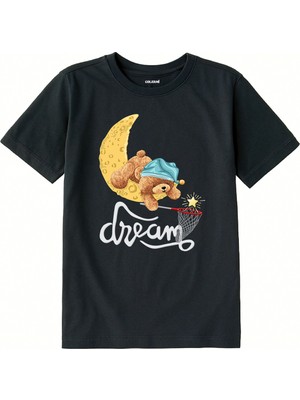 Colermi Pamuk Kumaş Çocuk Tişörtü – Dream Bear Ayıcık Baskılı Çocuk T-Shirt