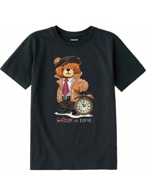 Colermi Pamuk Kumaş Çocuk Tişörtü – Time Bear Ayıcık Baskılı Çocuk T-Shirt
