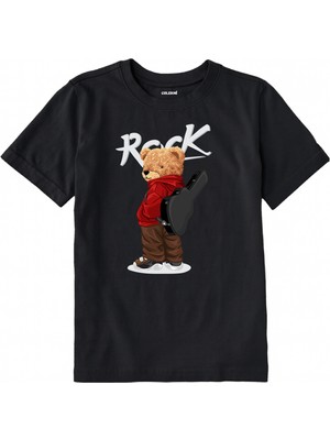 Colermi Pamuk Kumaş Çocuk Tişörtü – Rock Bear Ayıcık Baskılı Çocuk T-Shirt