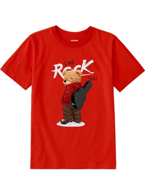 Colermi Pamuk Kumaş Çocuk Tişörtü – Rock Bear Ayıcık Baskılı Çocuk T-Shirt