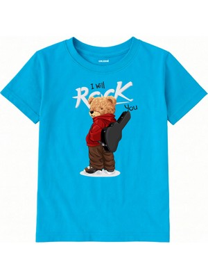 Colermi Pamuk Kumaş Çocuk Tişörtü – Rock Bear Ayıcık Baskılı Çocuk T-Shirt