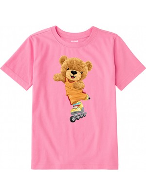 Colermi Pamuk Kumaş Çocuk Tişörtü – Skate Bear Ayıcık Baskılı Çocuk T-Shirt