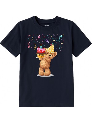 Colermi Pamuk Kumaş Çocuk Tişörtü – Party Bear Ayıcık Baskılı Çocuk T-Shirt