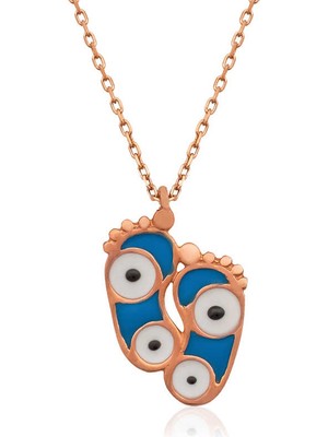 Aya Diamond Gümüş Rose Nazarlı Ayak Izi Bayan Kolye