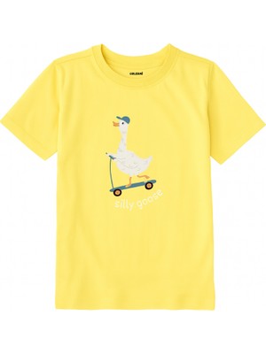 Colermi Pamuk Kumaş Çocuk Tişörtü – Scooter Süren Ördek Baskılı T-Shirt